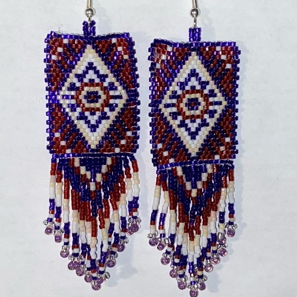 Artisan beaded native style earrings